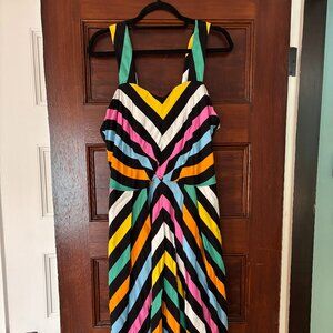 Colorful striped dress perfect for a casual wedding